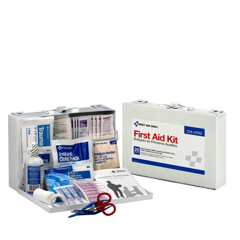 First Aid Only 25 Person First Aid Kit, Metal Case, OSHA Compliant