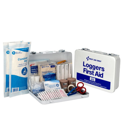 First Aid Only 25 Person Loggers First Aid Kit, Metal Weatherproof Case, OSHA Compliant