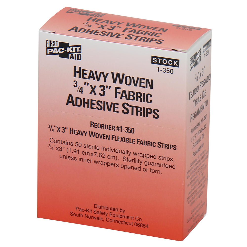First Aid Only 3/4"x3" Heavy Woven Fabric Bandages, 50 Per Box