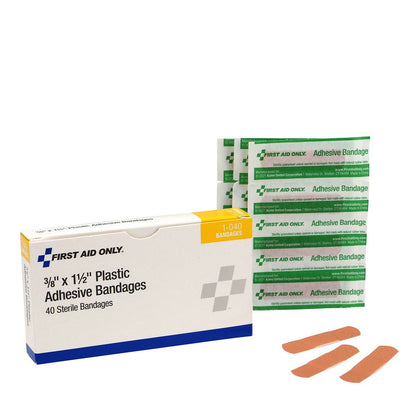 First Aid Only 3/8"x1.5" Plastic Bandages, 40 Per Box