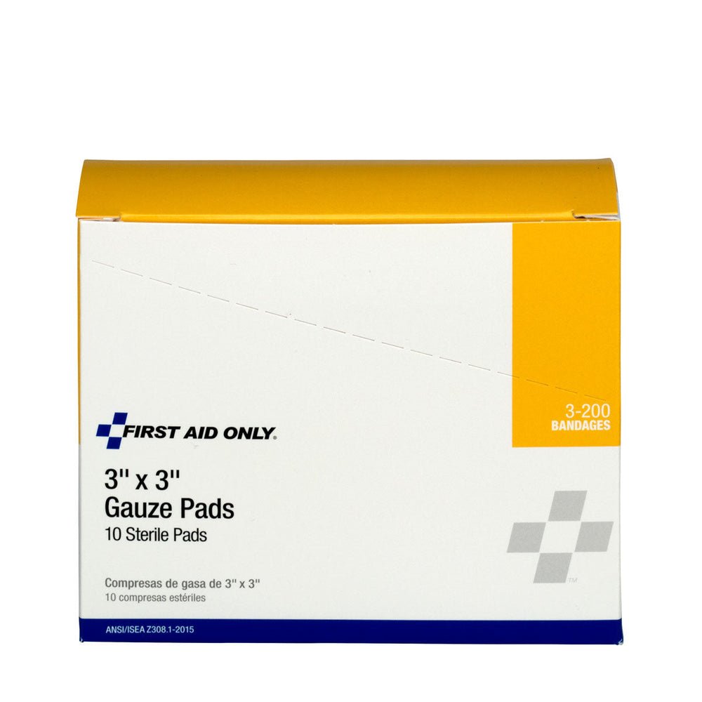 First Aid Only 3"x3" Sterile Gauze Pads, 10 Per Box