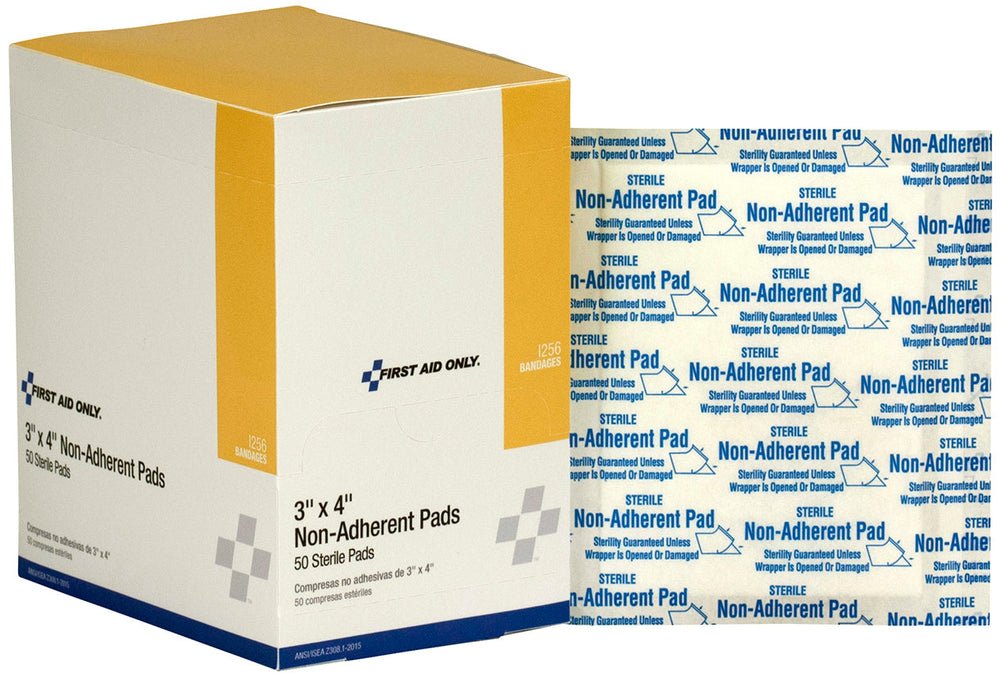 First Aid Only 3"x4" Non-Adherent Pads, 50 per Box