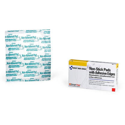 First Aid Only 3"x4" Non-Adherent Pads with Adhesive Edges, 4 Per Box
