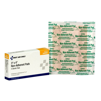 First Aid Only 3"x4" Non-Adherent Pads with Adhesive Edges, 4 Per Box