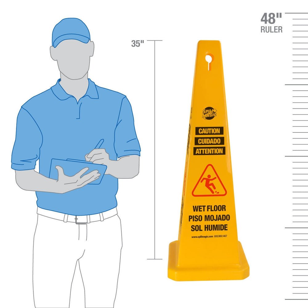 Spill Magic 35" 4-Sided Pylon Cone, Yellow