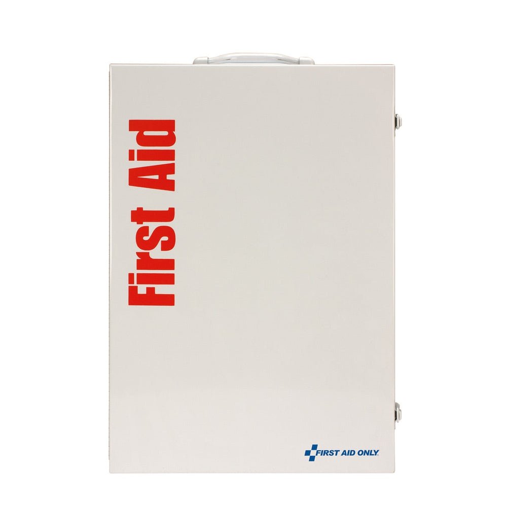 First Aid Only 150 Person 4 Shelf First Aid Metal Cabinet, ANSI B+, Type I & II with Medication, ANSI 2015 Compliant