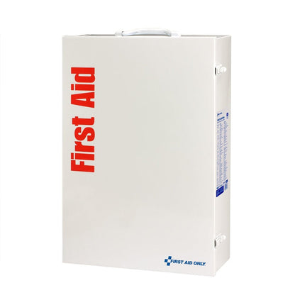 First Aid Only 150 Person 4 Shelf First Aid Metal Cabinet, ANSI B+, Type I & II with Medication, ANSI 2015 Compliant