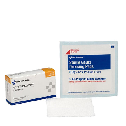 First Aid Only 4"x 4" Sterile Gauze Pads, 4 Per Box
