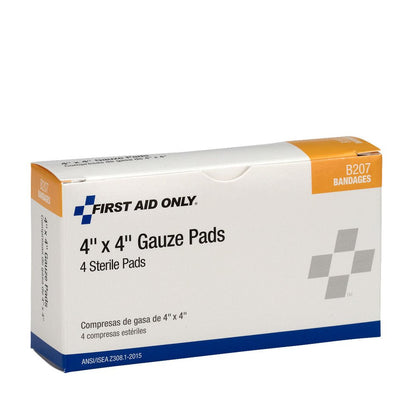 First Aid Only 4"x 4" Sterile Gauze Pads, 4 Per Box