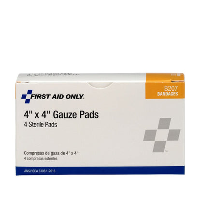 First Aid Only 4"x 4" Sterile Gauze Pads, 4 Per Box