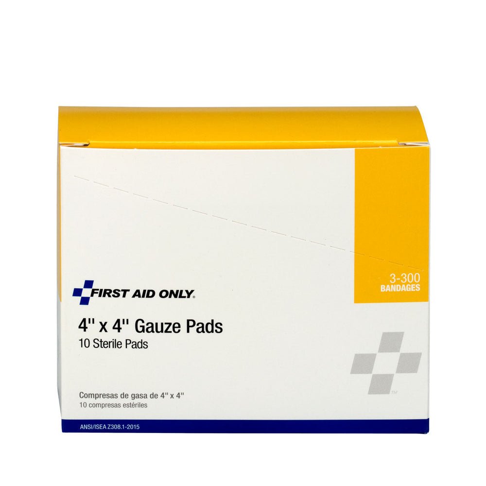 First Aid Only 4"x4" Sterile Gauze Pads, 10 Per Box