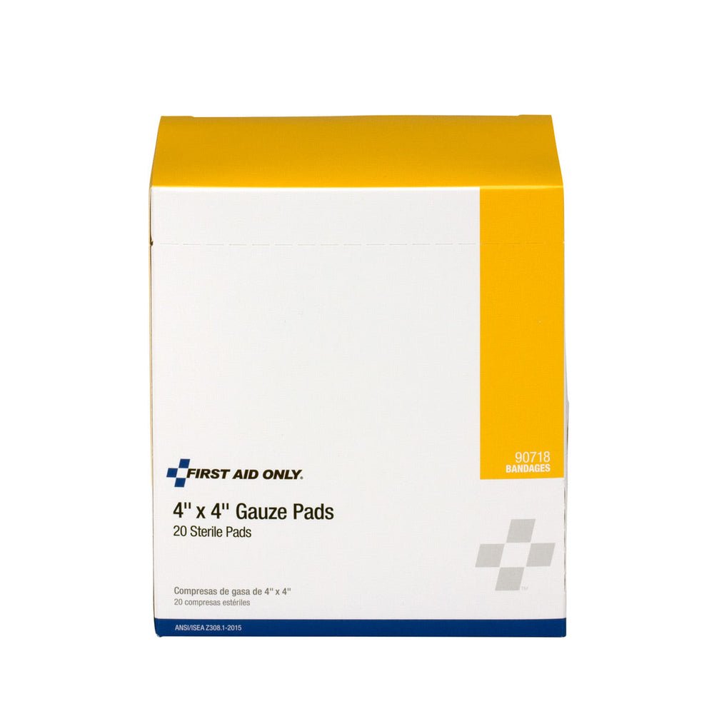 First Aid Only 4"x4" Sterile Gauze Pads, 20 Per Box
