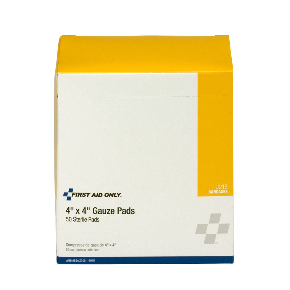 First Aid Only 4"x4" Sterile Gauze Pads, 50 Per Box