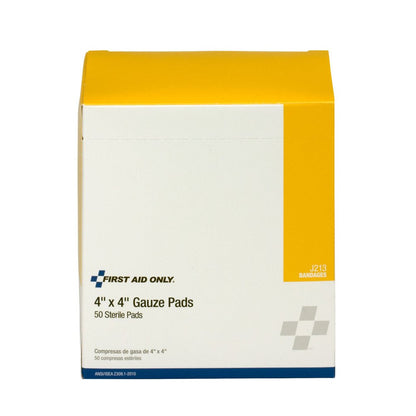 First Aid Only 4"x4" Sterile Gauze Pads, 50 Per Box