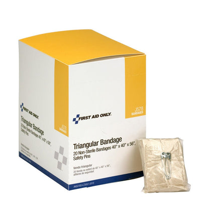 First Aid Only 40"x40"x56" Muslin Triangular Bandage, 20 per Box