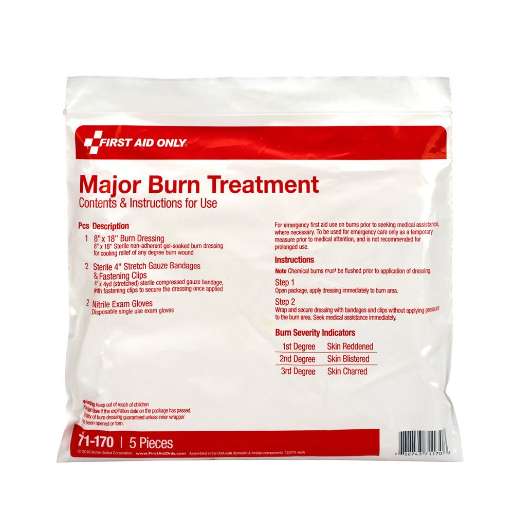 First Aid Only 5 Piece First Aid Triage WaterJel Severe Burn Treatment Pack , First Aid Triage Pack - Severe Burn Treatment