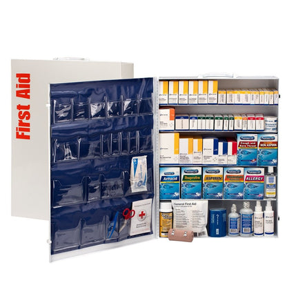 First Aid Only 200 Person 5 Shelf First Aid Metal Cabinet, ANSI B+, Type I & II with Medication, ANSI 2015 Compliant