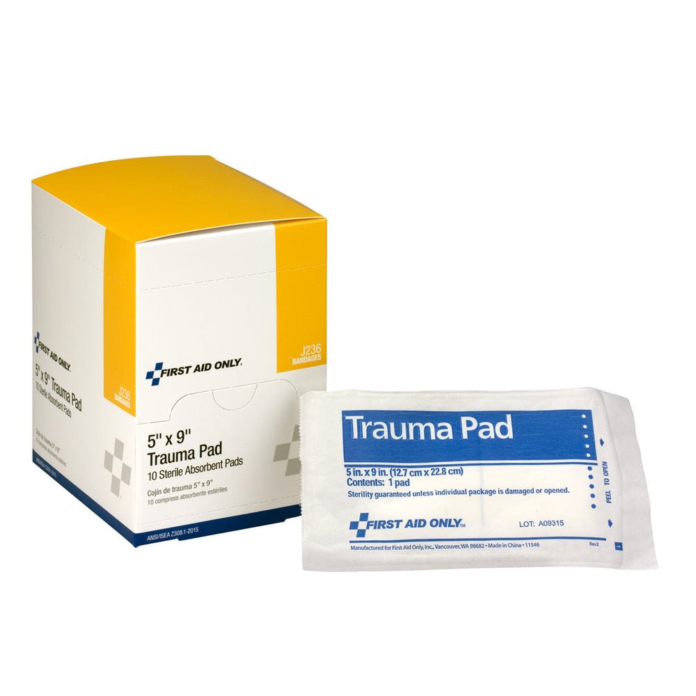 First Aid Only 5"x9" Trauma Pad, 10 per Box