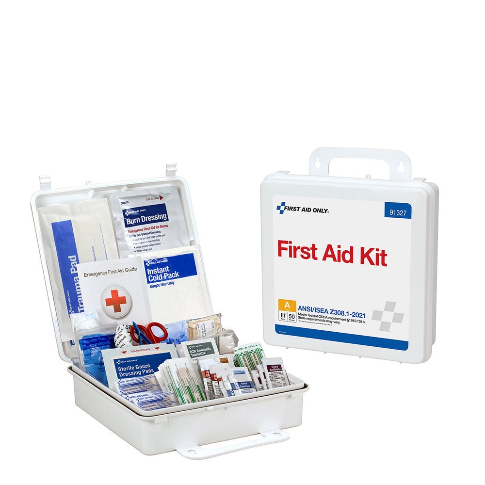First Aid Only 50 Person ANSI A Plastic First Aid Kit, ANSI 2021 Compliant