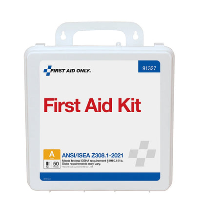 First Aid Only 50 Person ANSI A Plastic First Aid Kit, ANSI 2021 Compliant