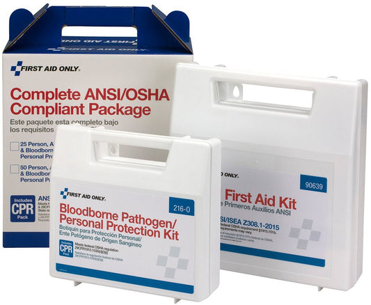 First Aid Only 50 Person Complete ANSI/OSHA Compliance Package for First Aid and BBP, ANSI 2015 Compliant