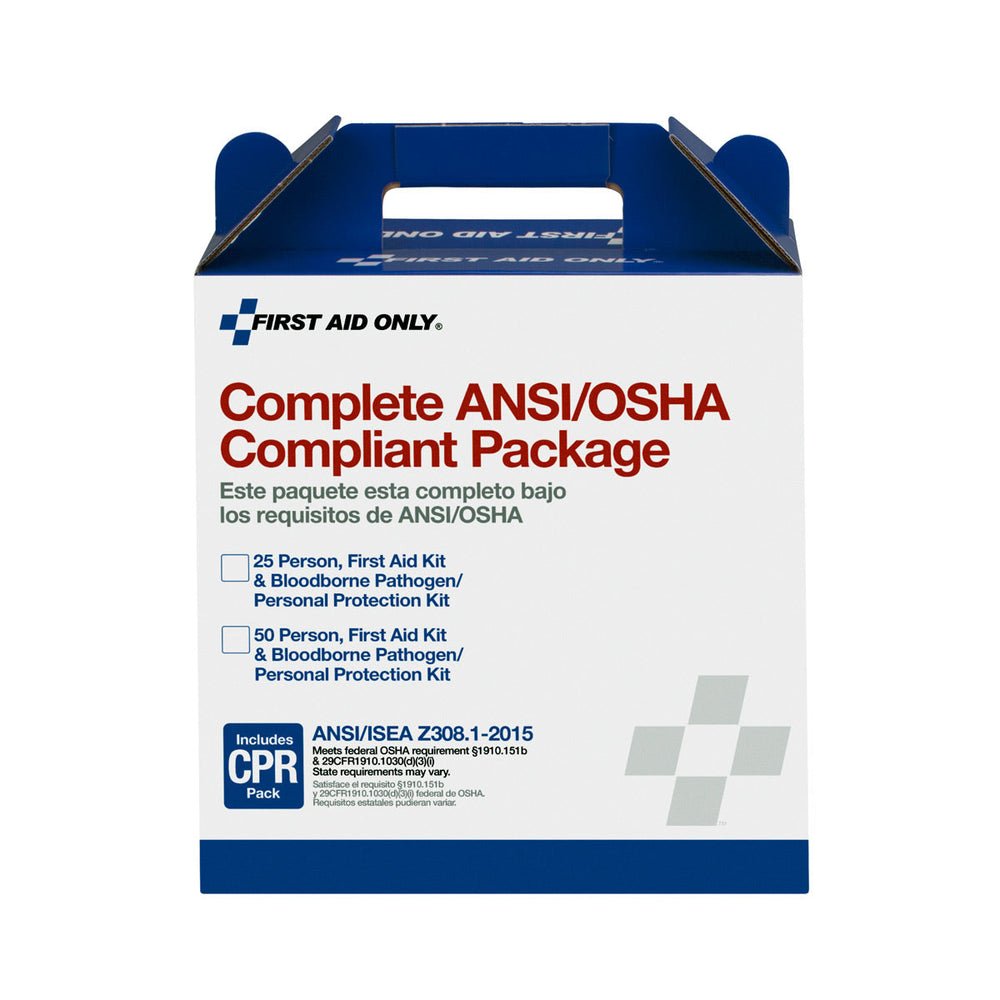 First Aid Only 50 Person Complete ANSI/OSHA Compliance Package for First Aid and BBP, ANSI 2015 Compliant