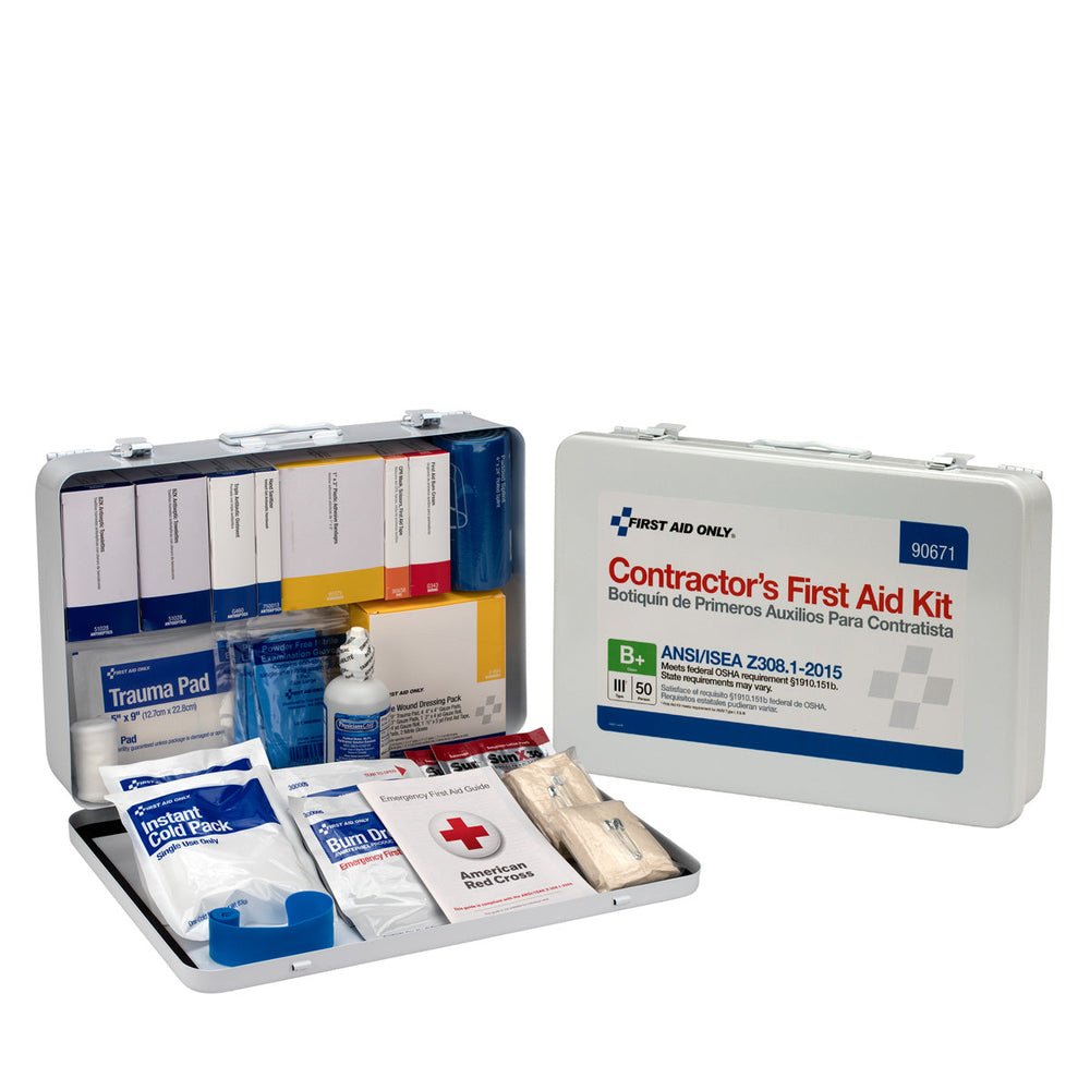 First Aid Only 50 Person Contractor ANSI B+ First Aid Kit, Metal Case, Type III, ANSI 2015 Compliant
