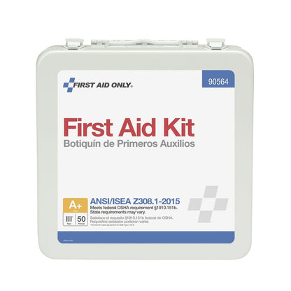 First Aid Only 50 Person Bulk First Aid Metal Kit, Weatherproof ANSI A+, Type III, ANSI 2015 Compliant