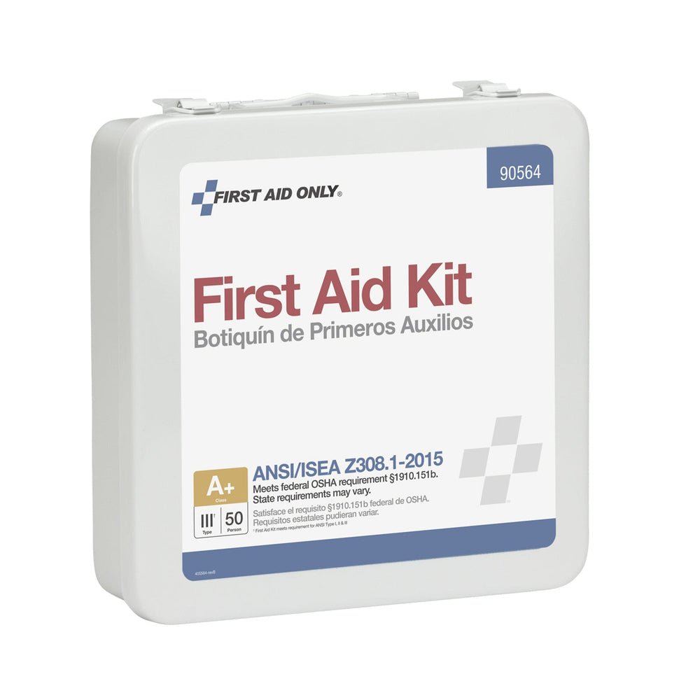 First Aid Only 50 Person Bulk First Aid Metal Kit, Weatherproof ANSI A+, Type III, ANSI 2015 Compliant