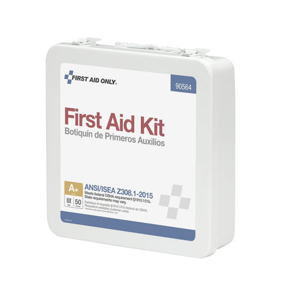 First Aid Only 50 Person Bulk First Aid Metal Kit, Weatherproof ANSI A+, Type III, ANSI 2015 Compliant