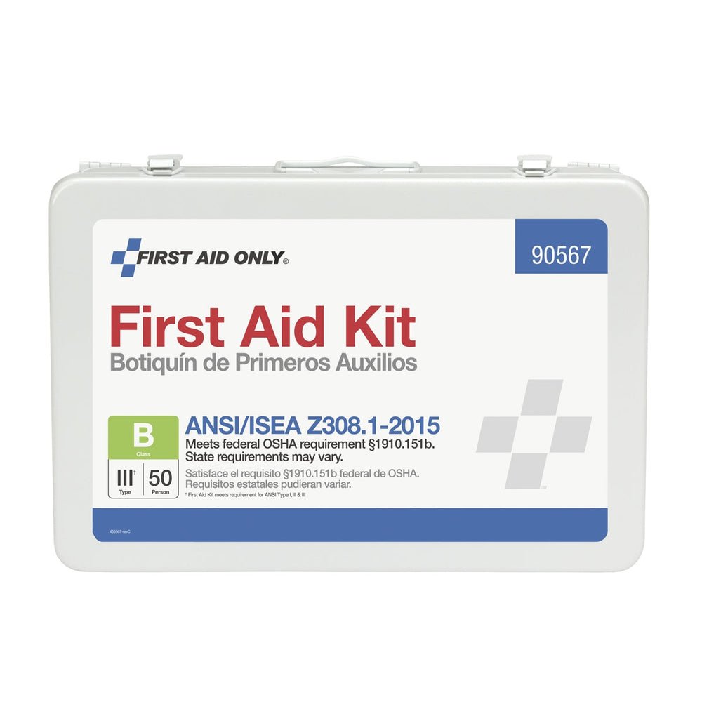 First Aid Only 50 Person Bulk First Aid Metal Kit, ANSI B, Type III, ANSI 2015 Compliant