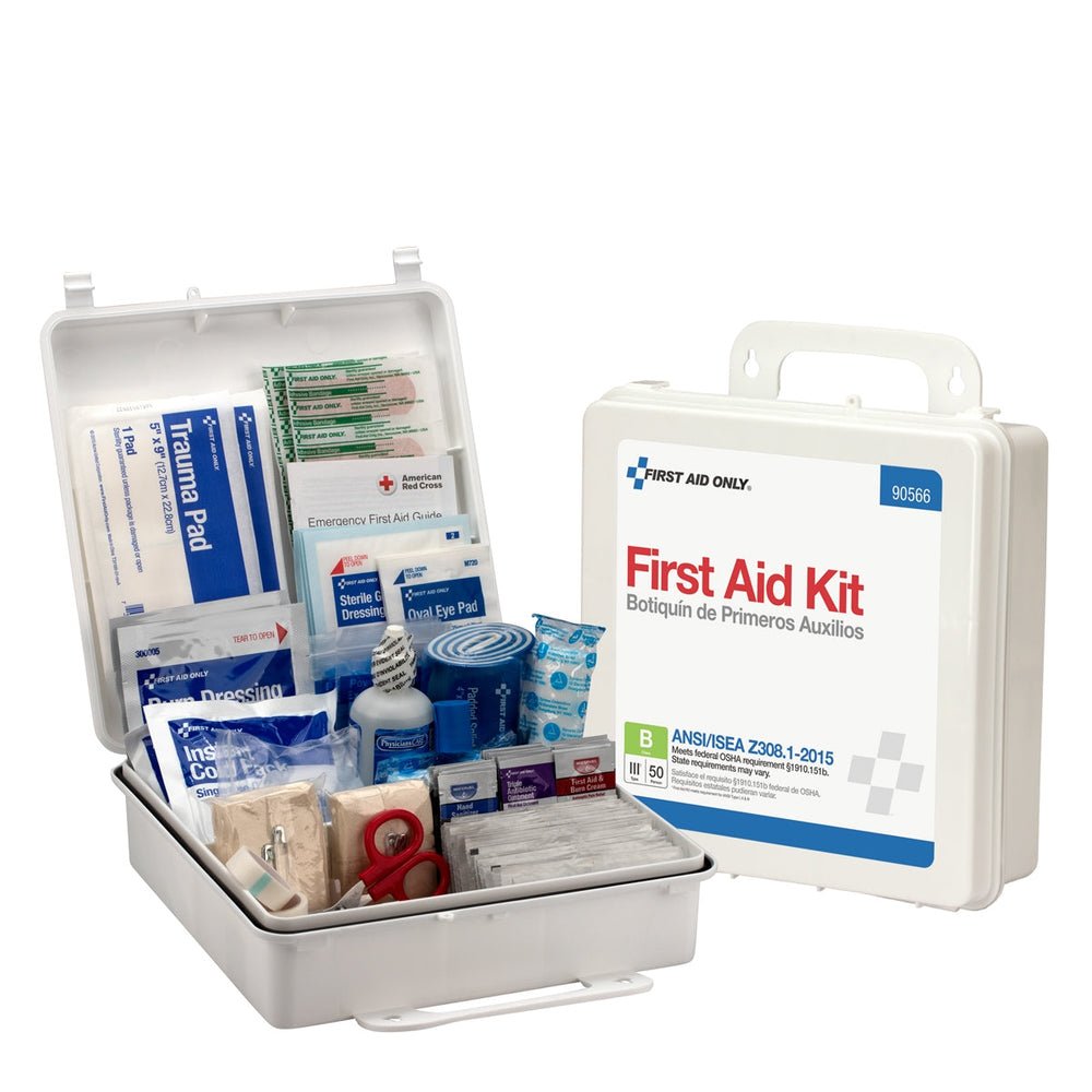 First Aid Only 50 Person Bulk First Aid Kit, ANSI B, Type III, Weatherproof Plastic Case, ANSI 2015 Compliant