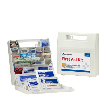 First Aid Only 50P Bulk Plastic ANSI A Kit with Dividers, ANSI 2021 Compliant