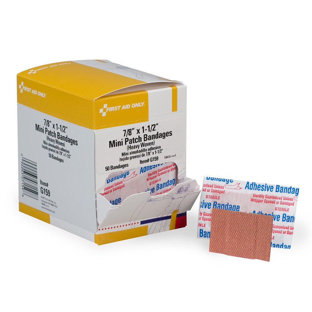 First Aid Only 7/8"x1.5" Heavy Woven Fabric Bandages, 50 per Box
