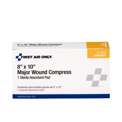 First Aid Only 8"x10" Major Wound Compress, 1 Per Box