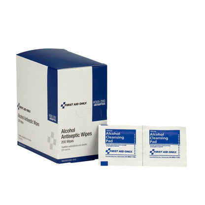 First Aid Only Alcohol Wipes, 200 per Box, Case of 12