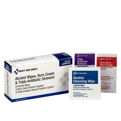 First Aid Only Alcohol Wipes, Burn Cream & Triple Antibiotic Ointment