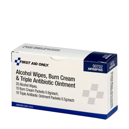 First Aid Only Alcohol Wipes, Burn Cream & Triple Antibiotic Ointment