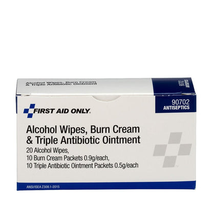 First Aid Only Alcohol Wipes, Burn Cream & Triple Antibiotic Ointment