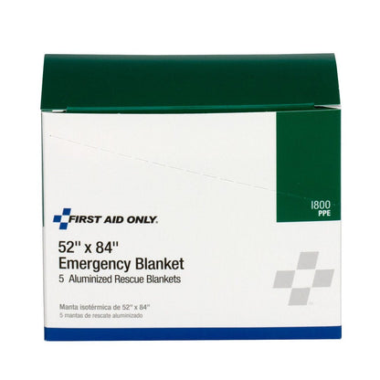 First Aid Only Aluminized Rescue Blanket, 5 Per Box