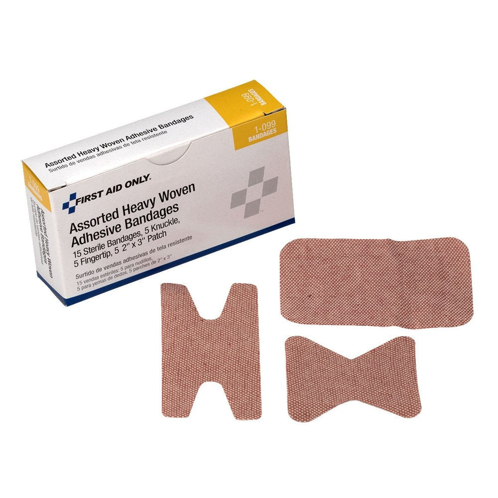 First Aid Only Assorted Fabric Bandages - 5 Patch, 5 Knuckle, 5 Fingertip