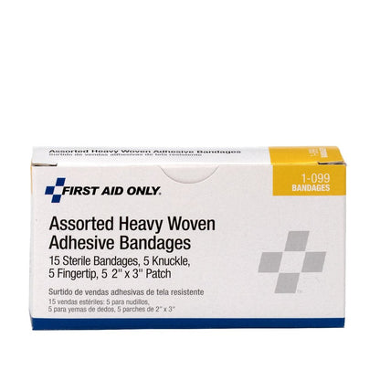 First Aid Only Assorted Fabric Bandages - 5 Patch, 5 Knuckle, 5 Fingertip