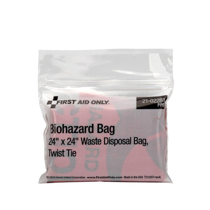 First Aid Only Biohazard Bag with Tie, 1 per Bag