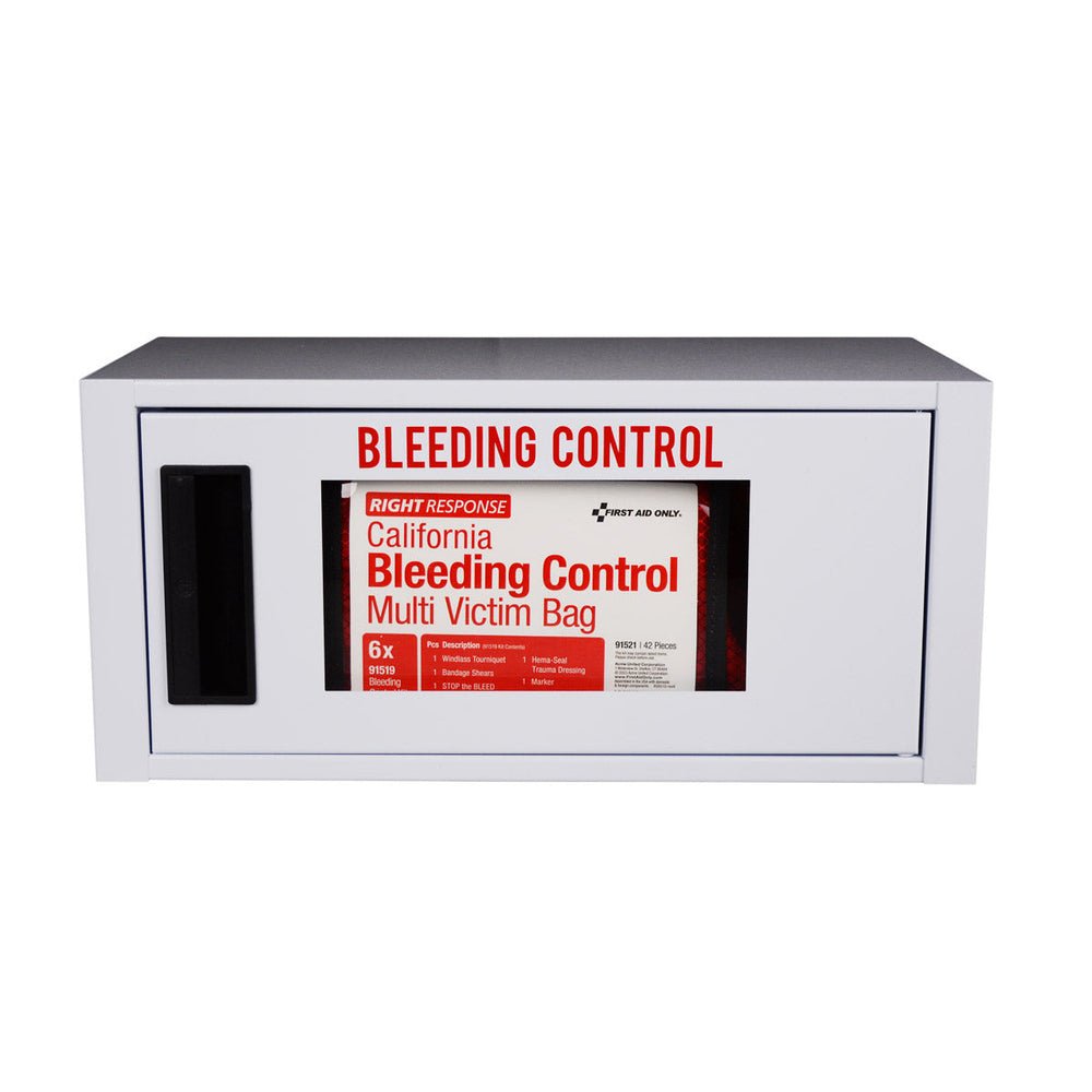 First Aid Only Bleeding Control Cabinet with Multiple Victim Bag for California Regulation AB2260, without Alarm