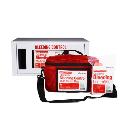 First Aid Only Bleeding Control Cabinet with Multiple Victim Bag for California Regulation AB2260, without Alarm