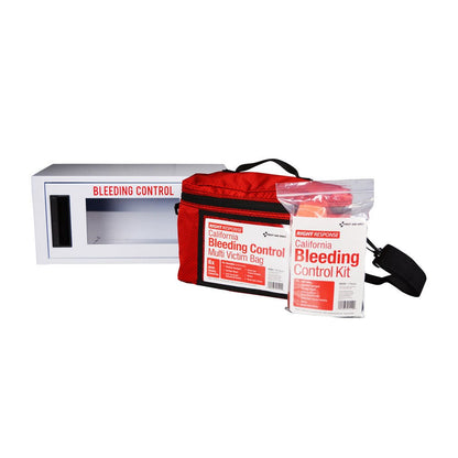 First Aid Only Bleeding Control Cabinet with Multiple Victim Bag for California Regulation AB2260, without Alarm