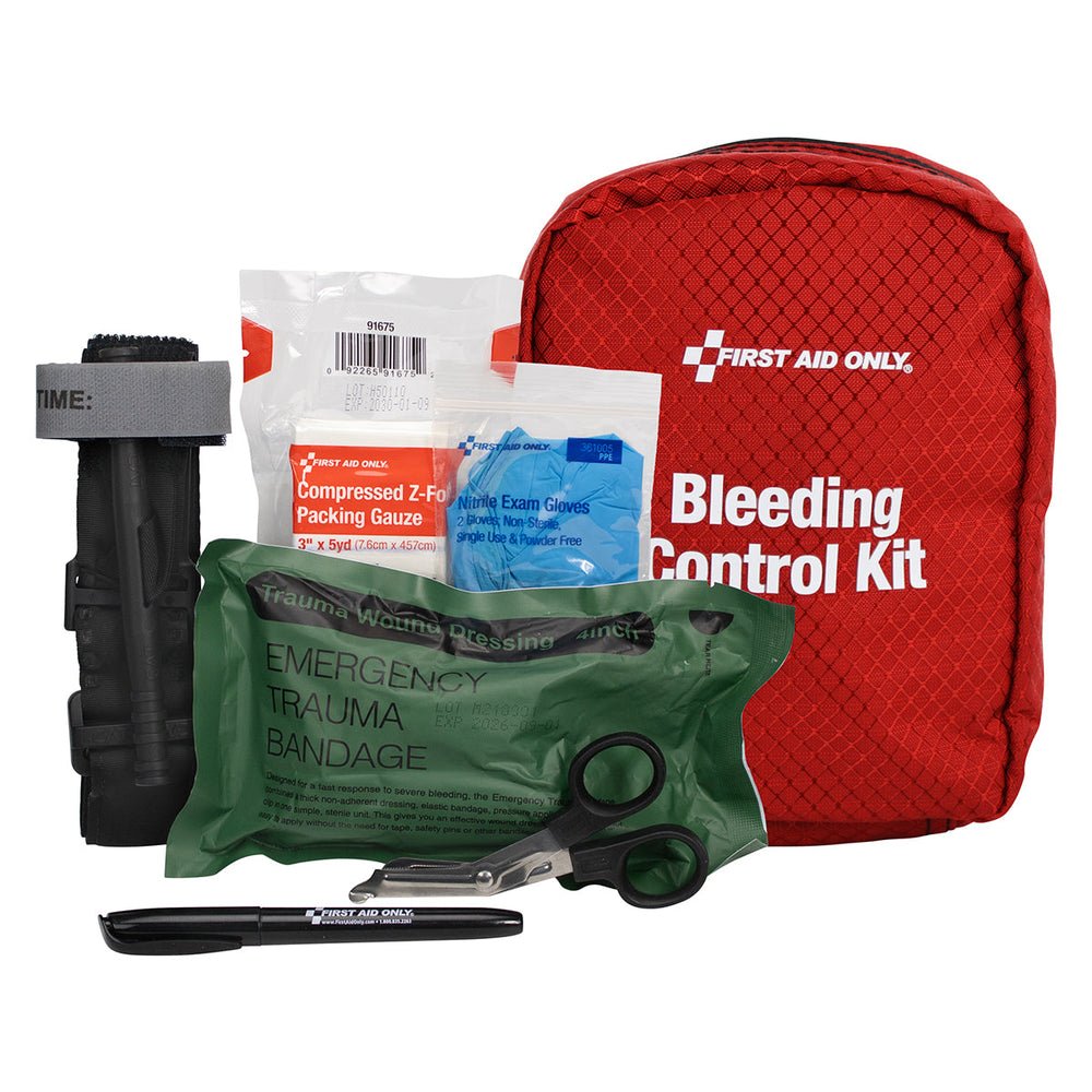 First Aid Only Bleeding Control Kit for CO, IN, TN, VA, WA State Regulation, Fabric Pouch