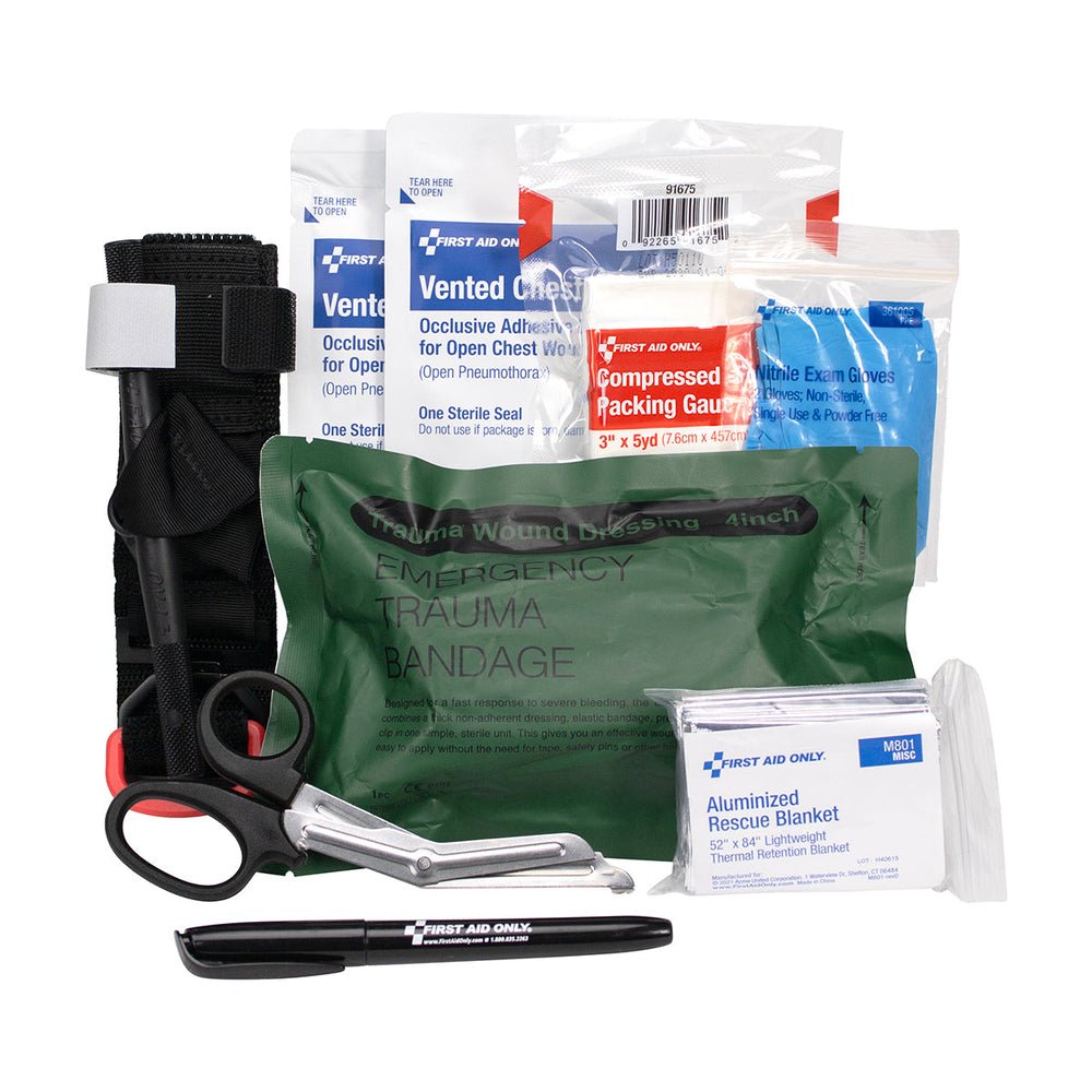 First Aid Only Bleeding Control Kit for Connecticut State Regulation HB7200, Fabric Pouch