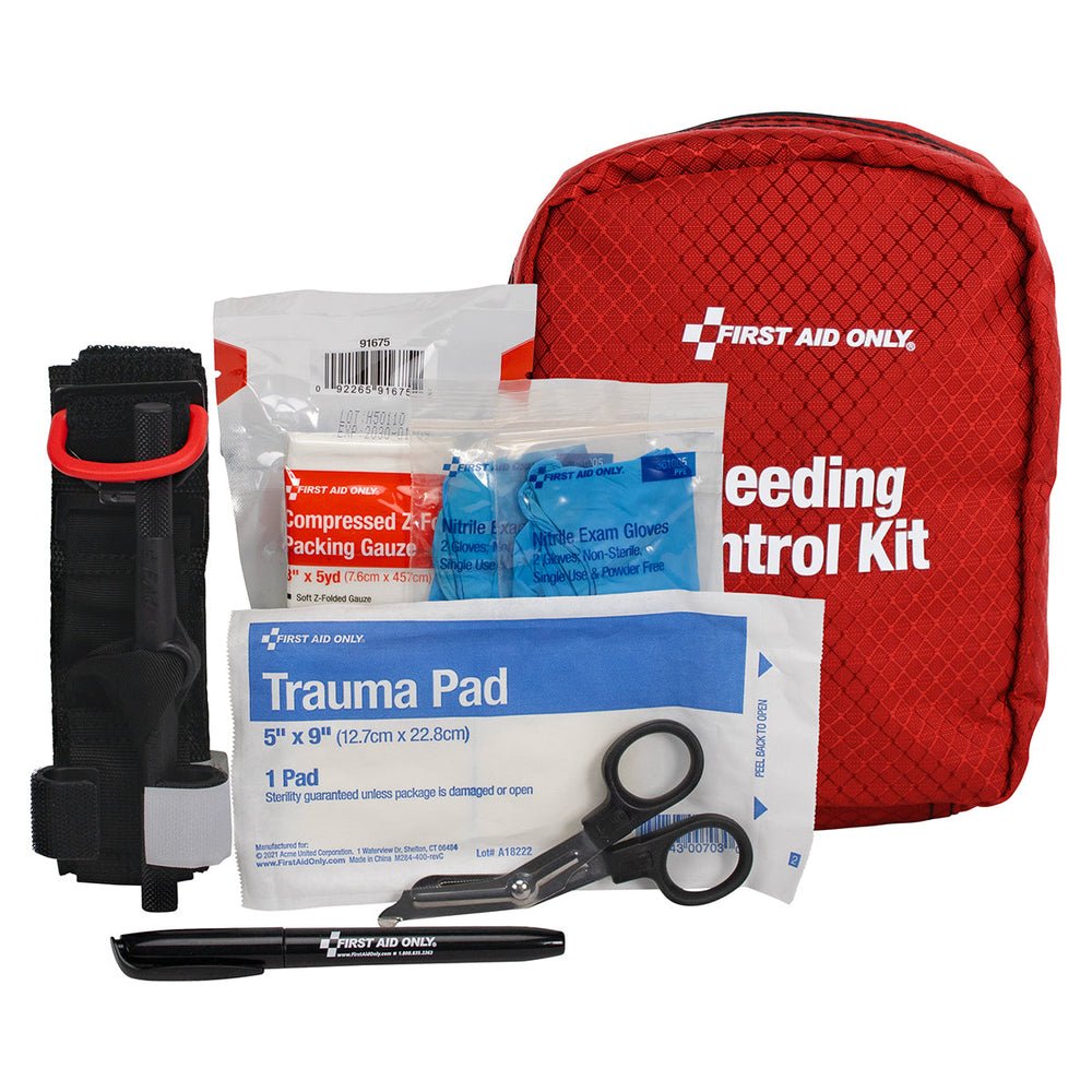 First Aid Only Bleeding Control Kit for Florida State Regulation HB1357 and HB5001, Fabric Pouch
