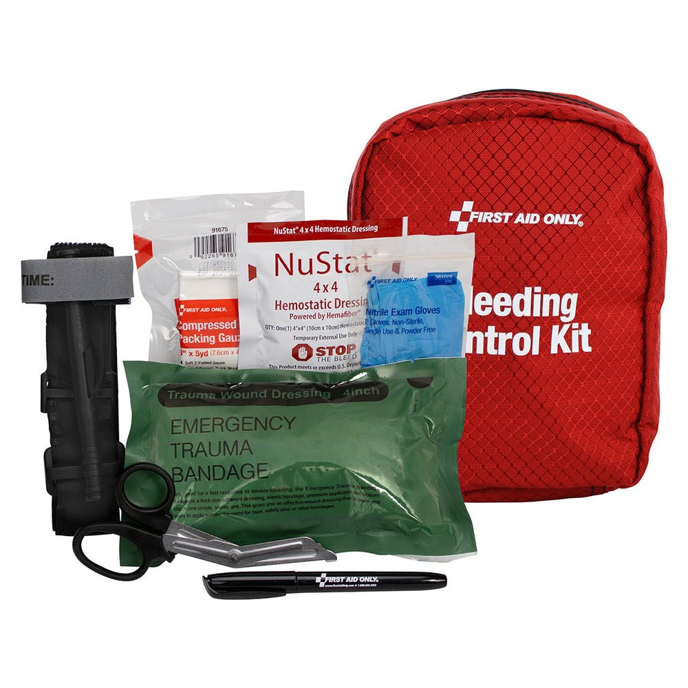 First Aid Only Bleeding Control Kit for Illinois Regulation HB1561, Fabric Pouch